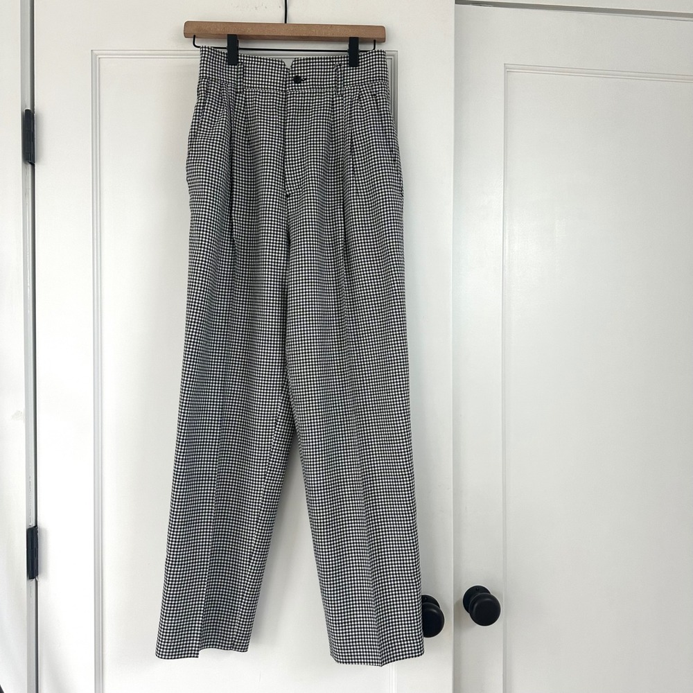 Autograph American‎ Vintage Houndstooth Pleated High Rise Trousers Pants Women 4